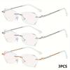3 PCS Elegant Frameless Women's Glasses Featuring Transparent and Bright Lenses and A Slender Metal Frame