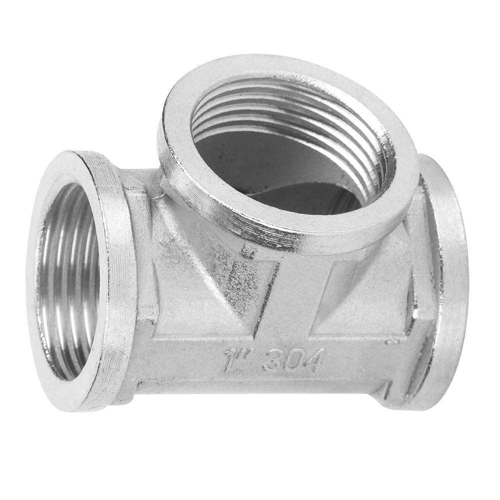 Conector T Filetat pentru Țeavă din Oțel Inoxidabil 304 pentru Raft Țeavă Industrială Instrument de Uz Casnic 1in x 1in x