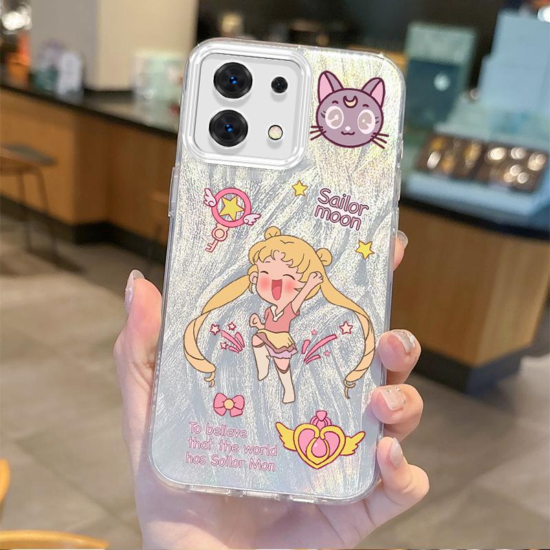 Lovely Sailors Moons Cartoon Phone Case for Redmi Note 13 12 11 10 9 ProPlus 13C 12C 10C 9C A2 A1 Hard Gradient Shockproof Cover