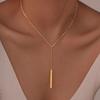 Rectangle Long Tassel Pull Necklaces for Women Gold Color Fashion Simple  Clavicle Chains Design Necklace Jewelry Collares