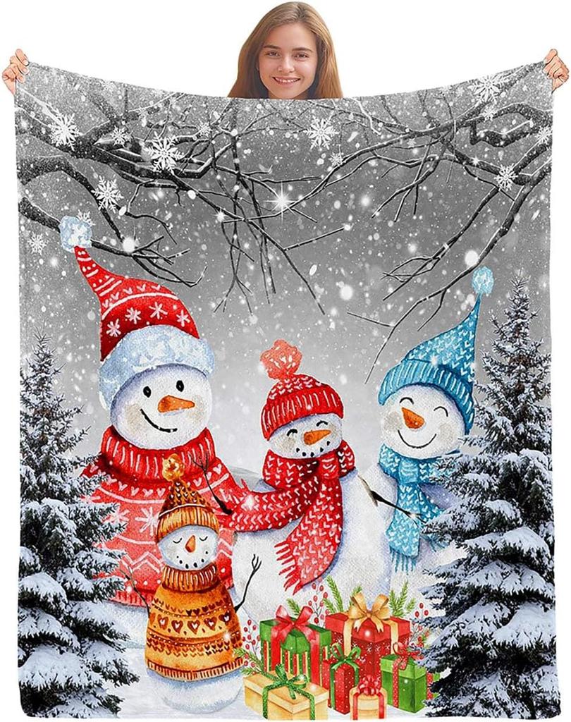 African American Black Santa Claus Throw Blanket, Christmas Snowflake Xmas Gifts Winter Holiday, Soft Plush Flannel Fleece for