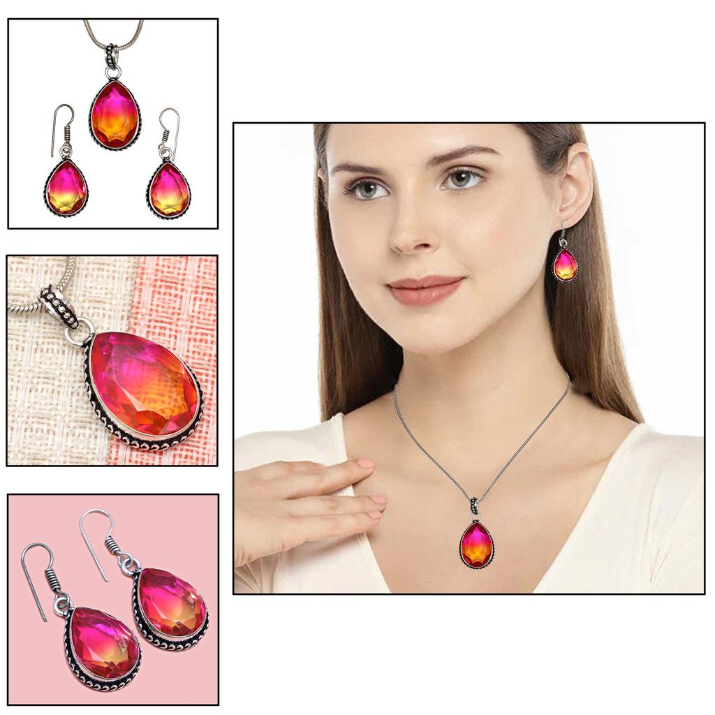 Bio-Tourmaline Quartz Jewelry Set 18-20'' Handmade For Womens Unisex New