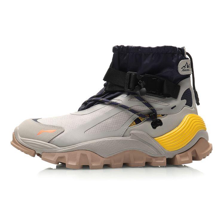 

Li Ning Aurora Mountain Walking High-Top Lifestyle Casual Shoes Men Sneakers Gray Black Yellow AGLP155-1