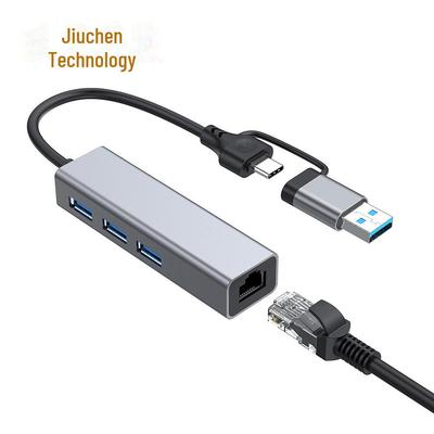 USB-C To RJ45 2-in-1 Gigabit Network Adapter with 3-Port USB 3.0 Hub