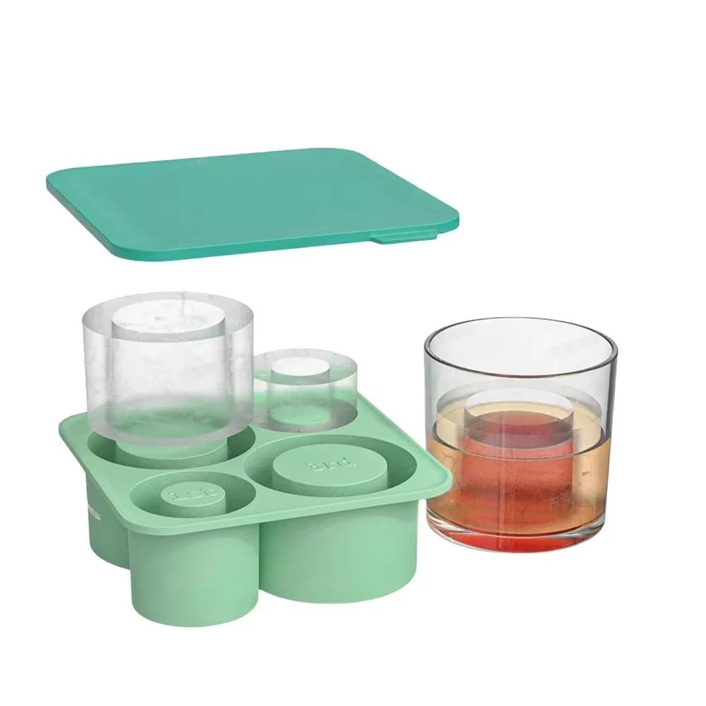 Suitable For 20oz 30oz 40oz Capacity Summer Ice Cube Mold Silicone Cylindrical Mold Bpa Free With Freezer Box And Lid зелёный