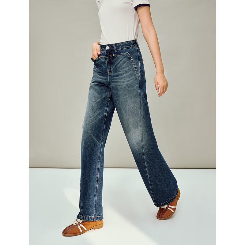 INMAN Women's Retro High-Waist Wide-Leg Denim Jeans