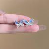 1 Pair Women Stud Earrings Double-layered 3D Butterfly Faux Opal Polished Anti-slip Ear Studs Prom Dating Party Ear Jewelry