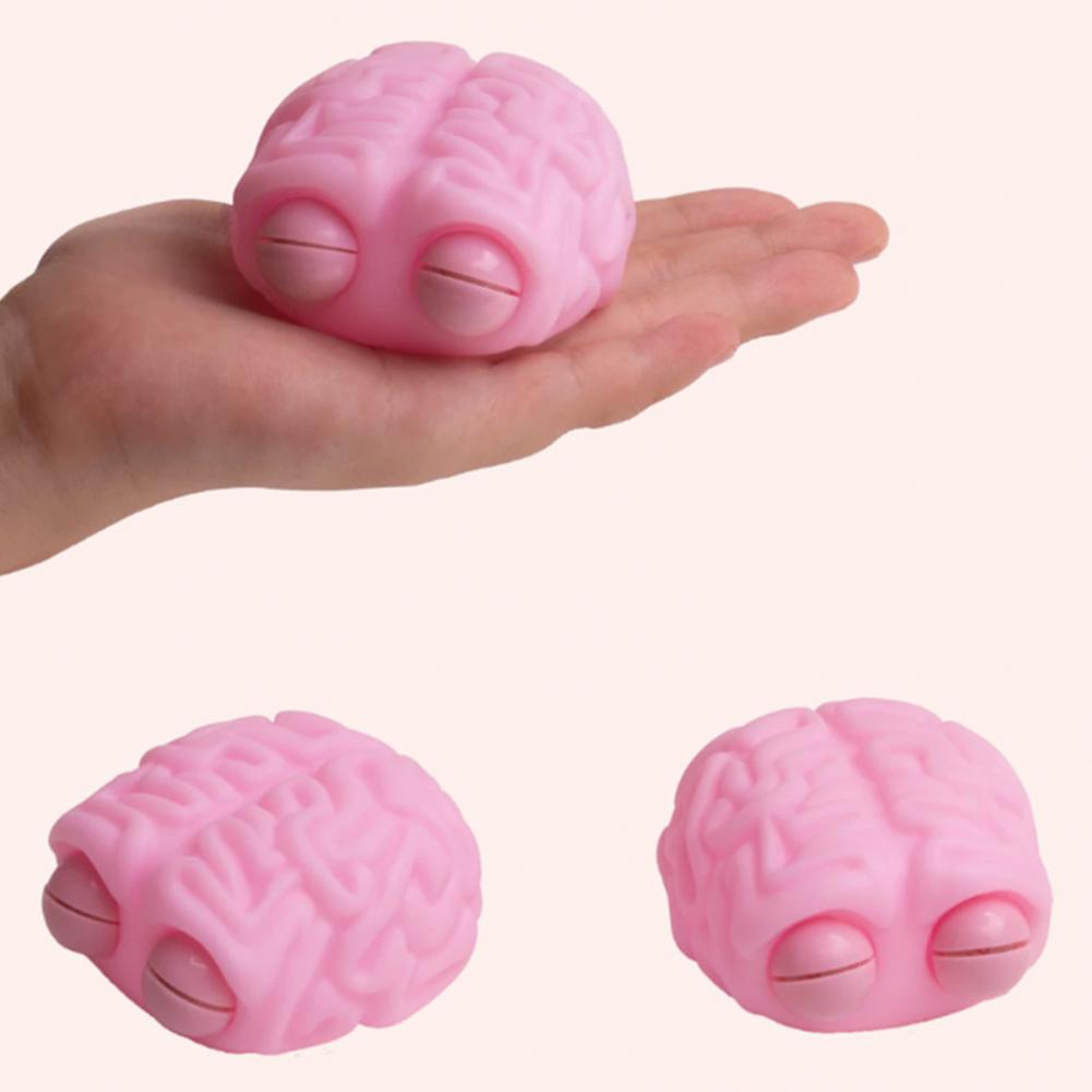 Simulation Brain Stress Ball Pink Brain Squeeze Toy Simulation Pink Brain Stress Relief Toy Realistic Squeeze Ball For Anxiety