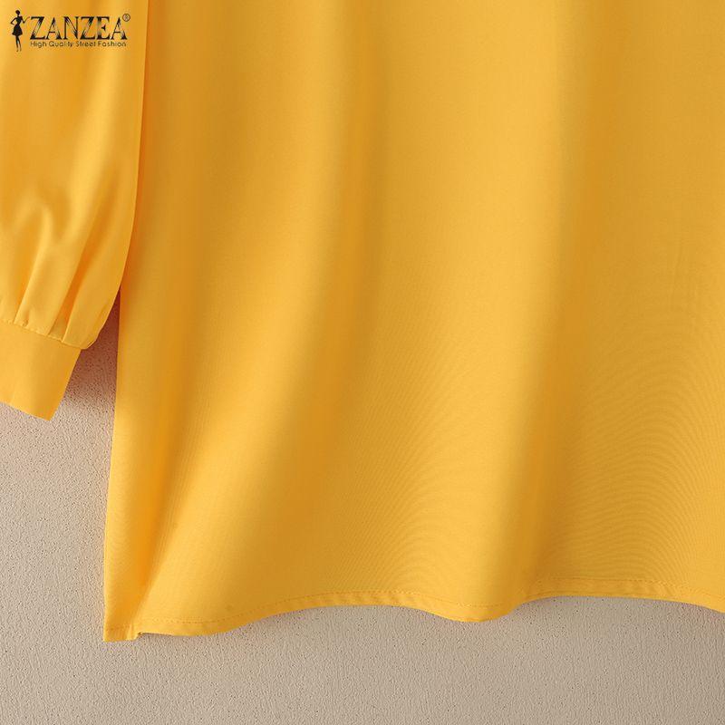 ZANZEA Women Casual Round Neck Solid Color 3/4 Sleeve Loose Blouse