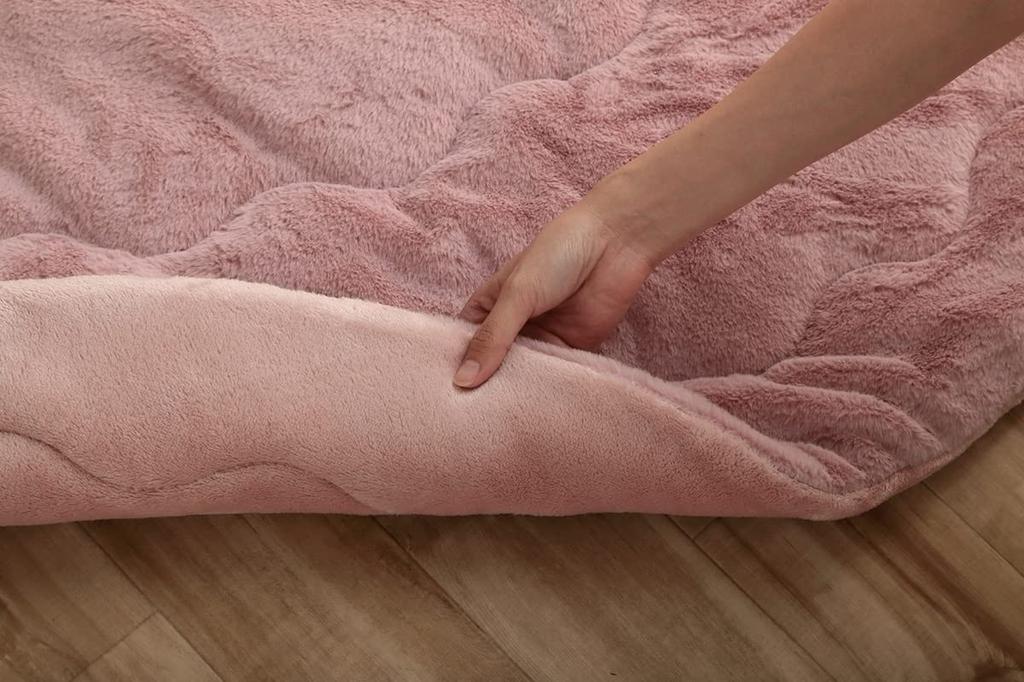 IKEHIKO Futon Kotatsu, Oval, Lapierce, Roz Prafuit, Aprox.. 185 x 225 cm, Culoare Solidă, Moale, Pufos, Design Feminin #6842489