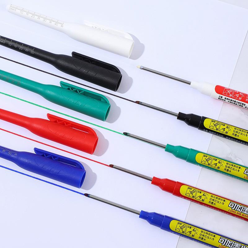 45mm Waterproof Long-Head Marker Pen for Woodworking & Construction: Deep Hole, Oil-Based, Multi-Purpose Marking Pen