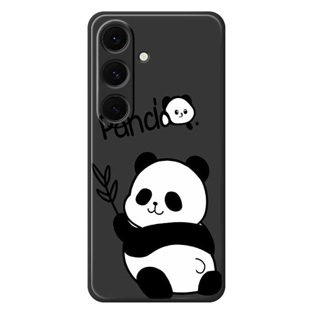 Für Samsung Galaxy S24 FE Hülle Panda Muster Druck Gerade Kante TPU Handy Rückseite