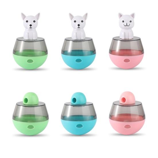 Interactive Dog Treat Dispensing Puzzle Toy Rolling Ball Tumble Food Leaking Pet Slow Feeder with Cartoon Figurine for Cats And Dogs