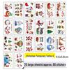Christmas Santa Reindeer & Penguin Cute Cartoon Tattoo Stickers with English Letters