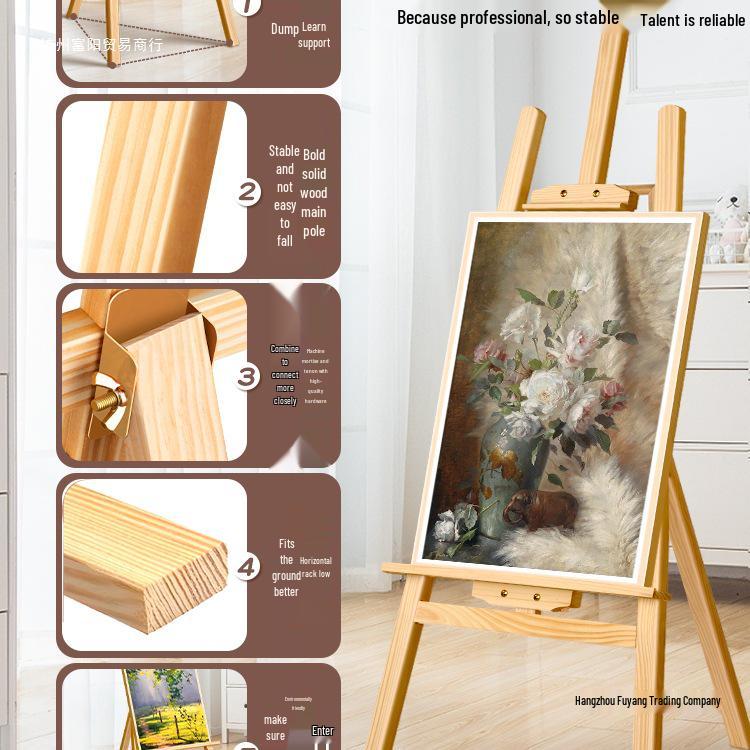Children's Wooden Easel Art Set: Sketching & Painting Stand for Watercolors and Oils.