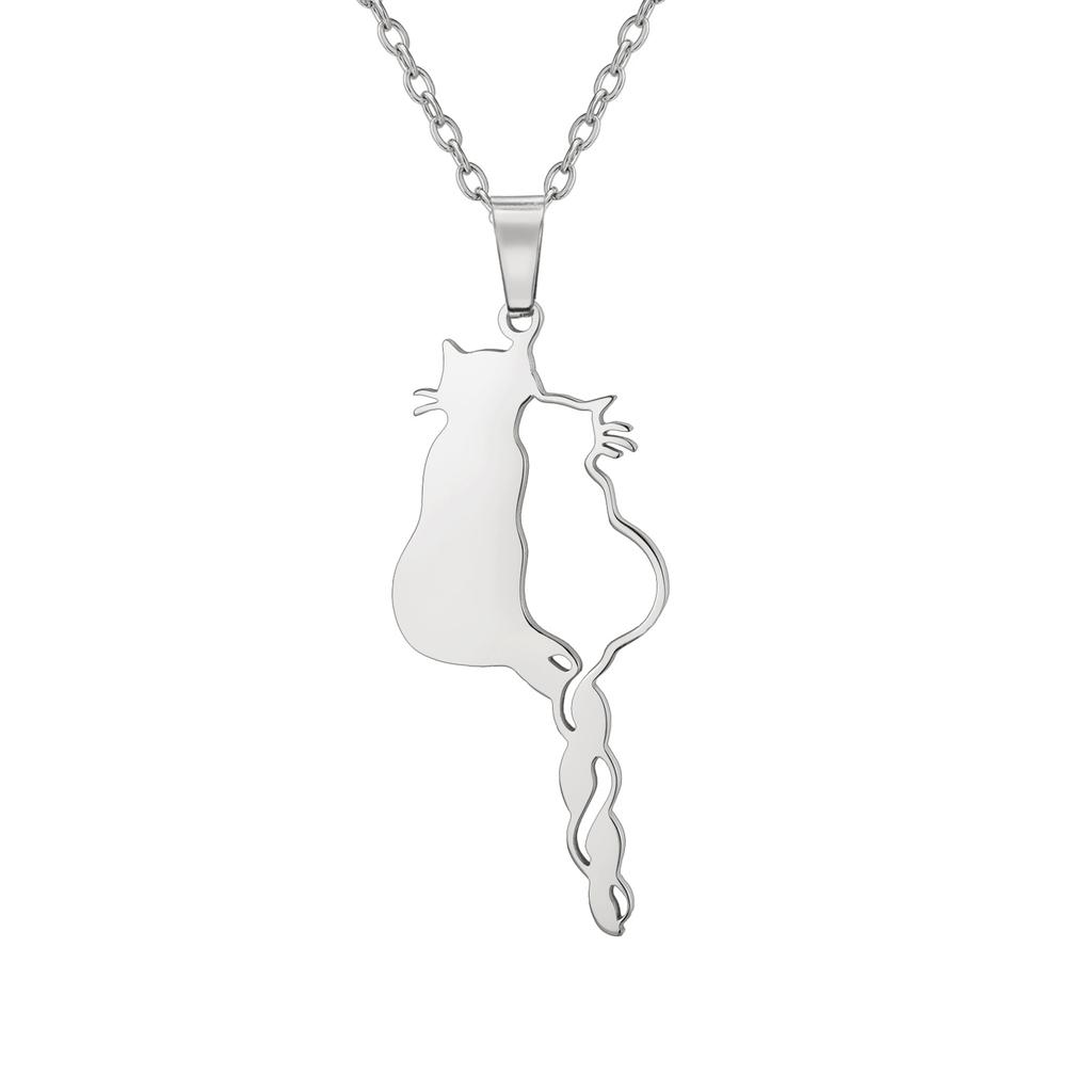 Fashion Minimalist Women Cat Pendant Necklace Delicate Collarbone Chain Elegant Small Jewelry Gift