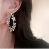 Korean Silver Butterfly Rhinestone C-Shaped Earrings - Elegant Light Luxury