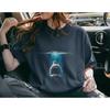 Black Bold Red Top Text Deep Sea Openmouth Shark Graphic T Shirt Ocean Thrill Style Oversized Short Sleeve Unisex Tops