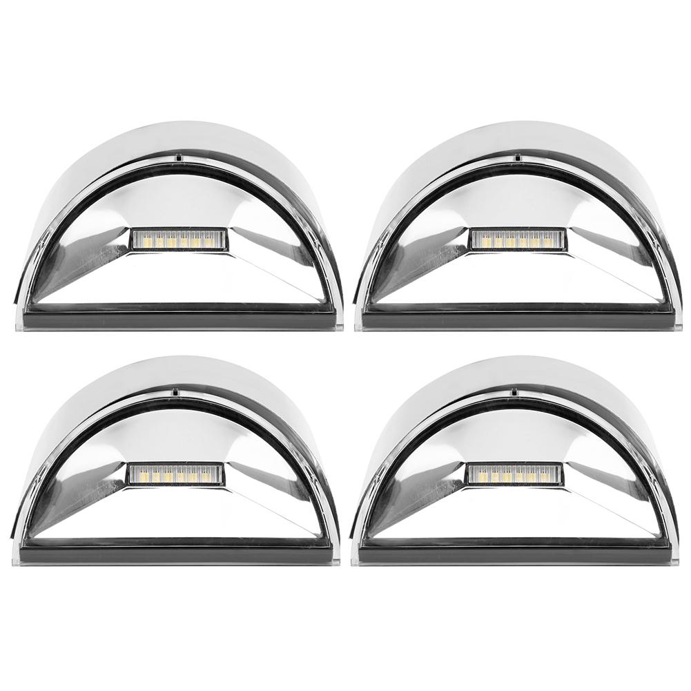 4 Stück Set Edelstahl Solarstrom LED Wandleuchte Lichtsteuerung für Gartenhofbeleuchtung