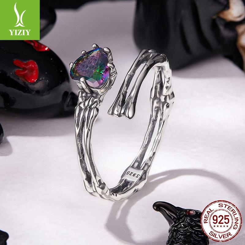 Halloween Skull Hand Open Ring Dark Wind Love S925 Sterling Silver Ring Jewelry