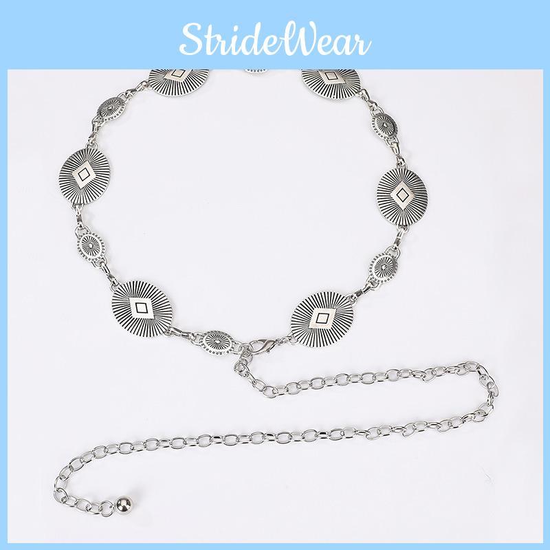 Silver Metal Waist Chain For Women With Retro Carved Buckle For Spring Fall And