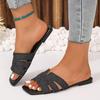 Women's Solid Color Square Head Slip-On Slippers - Breathable, Flat Design for Home, European & American Style