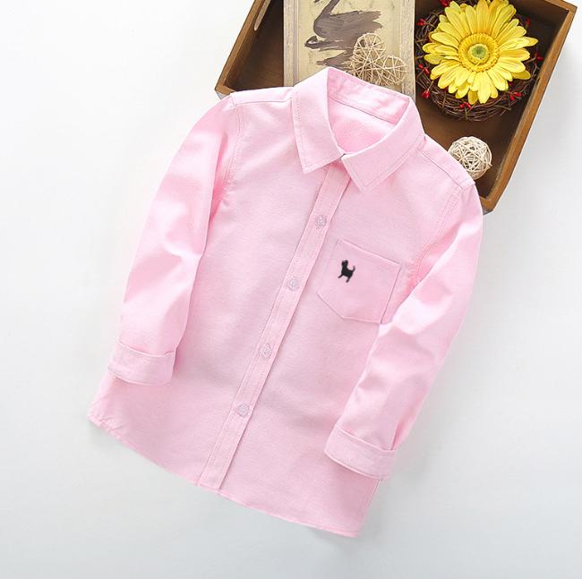 Roztomilá výšivka štěněte bílá košile dětská bílá košile vystoupení oblečení střední děti bílá košile jaro podzim košile s dlouhým rukávem