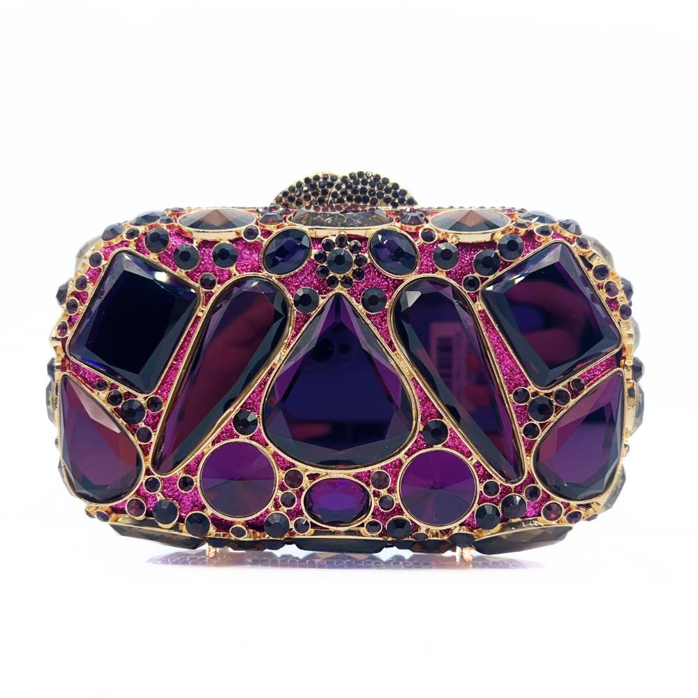

WHTUOHENG Blue Stones Evening Clutch Purse For Women Luxury Red Crystal Bridal Bags Rhinestone Minaudiere Party Clutch Handbag 17cmX11cmX5cm