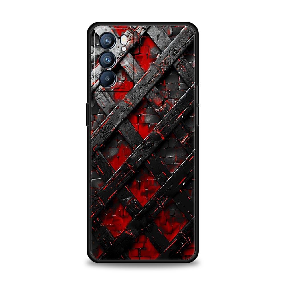 Black Red Ripple Art Phone Case For Oppo Reno 13 12 11 10 7 F Find X5 X6 A98 A80 A79 A78 A57 A54 A31 A17 Pro 5G Soft TPU Cover