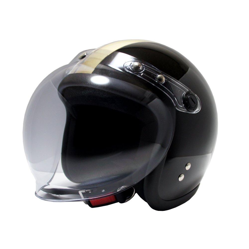 

Motorcycle Jet Helmet with Bubble Shield as Standard SG Mark Free [B&B] Equipment, Compliant, Black/Gold, Size, BB-004