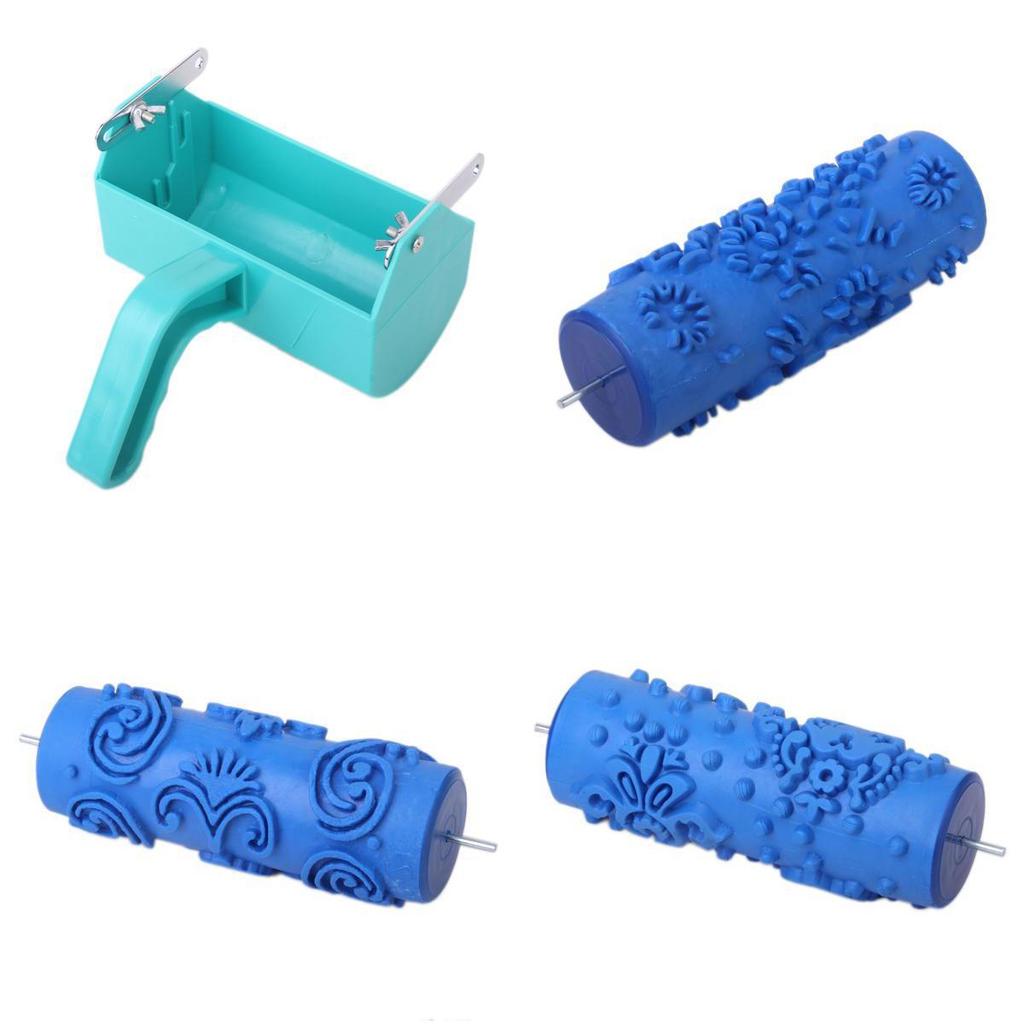 Reusable DIY Wall Decoration Painting Machine + 3 Flower Pattern Roller Brushe