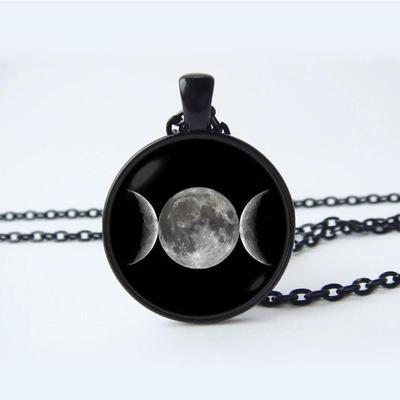 Moon Goddess Neck Chain Necklace Pendant Glass Cabochon Pendant Necklace Women's Necklace Jewelry