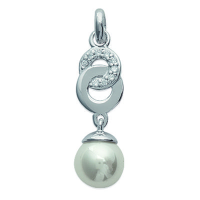 [K1427] - Silberanhänger 'Sissi' silber-weiß (rhodiniert) - 25x8 mm