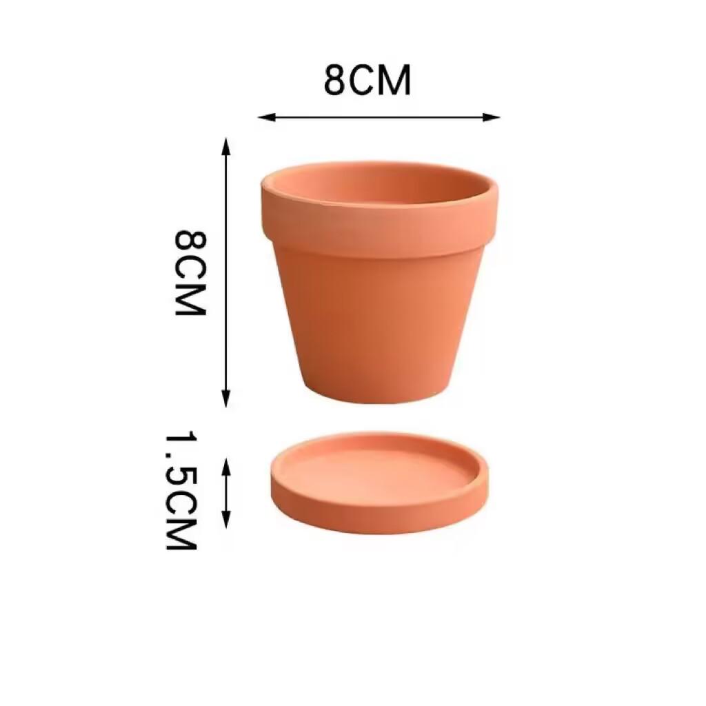 Terracotta Nordic Ceramic Flower Pot with Tray - Large, Coarse Pottery for Succulents and Pothos