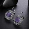 Fashion Boho High Quality Big Drop Earrings for Women Jewelry Carved Vintage Tibetan Silver Round Opal Bohemian Long Earrings
