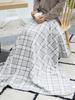 Thickened Plaid Flannel Blanket Shawl for Office