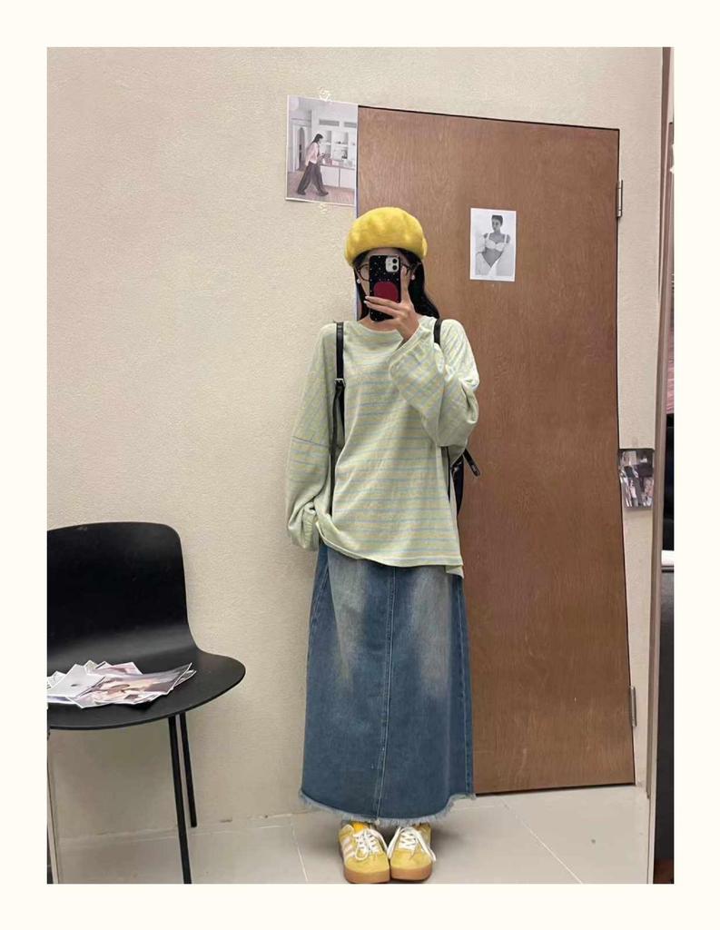 Da 7 Women's Spring Plus Size Korean Striped T-shirt