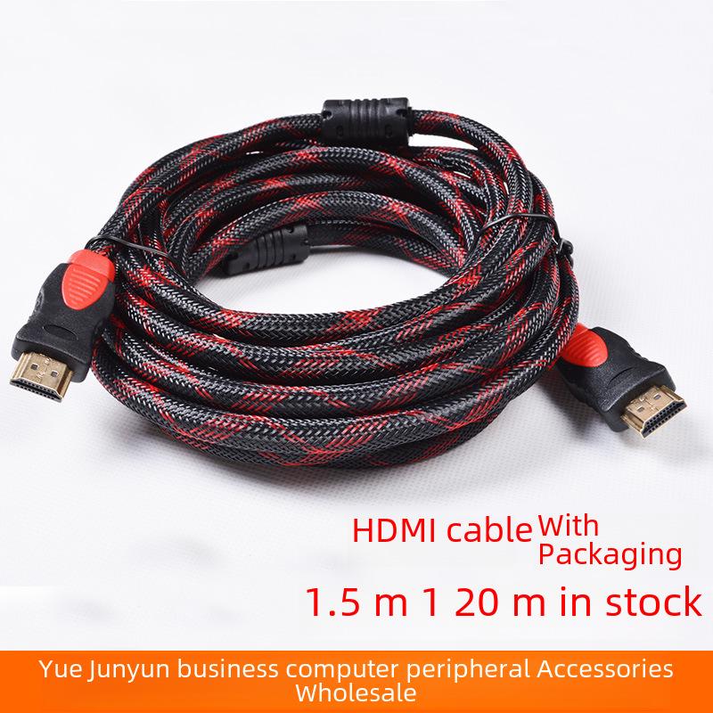 HDMI Kablosu 1080P, Kırmızı/Siyah, Full HD 1.4, Bakır, TV'den PC'ye Bağlantı