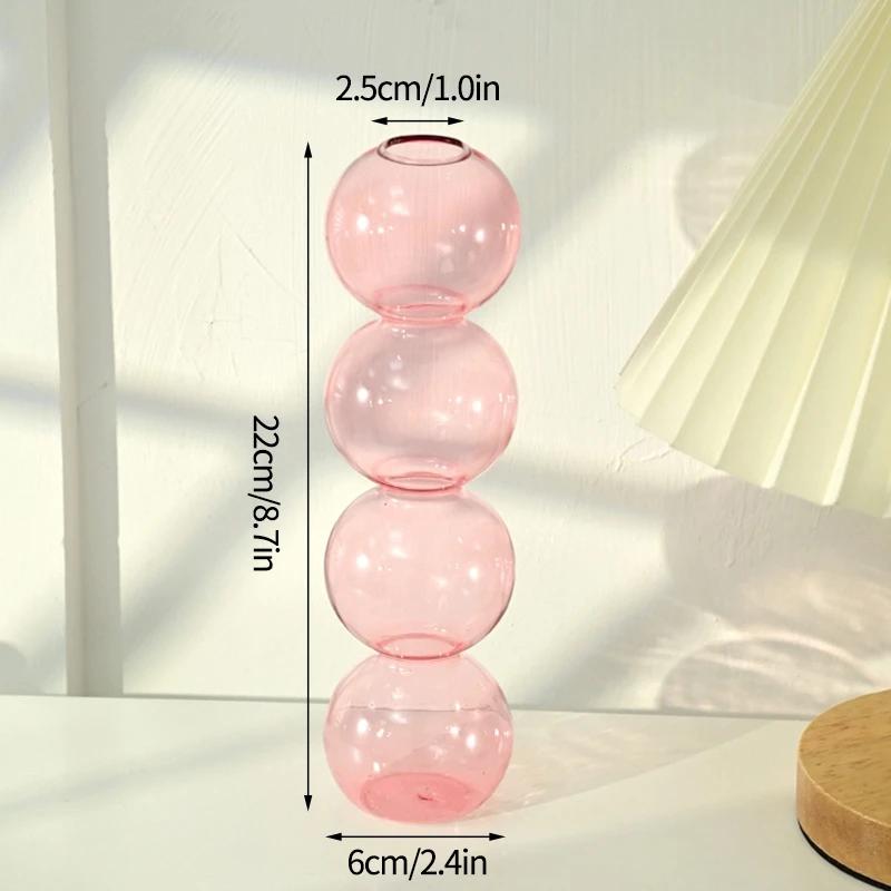 Bubble Glass Flower Vase Ins Crystal Ball Bottle Colorful Art Flower Ware Hydroponics Desktop Ornaments Creative Home Decor