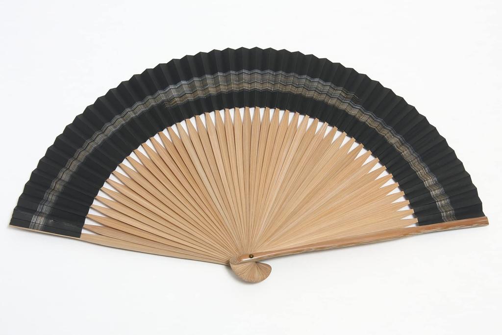Kyoto fan for 45 short high made by Kyoto fan bag paper box included [Hasegawa] men, double-sided pattern, ribs, fabric, quality, craftsmen, included,
