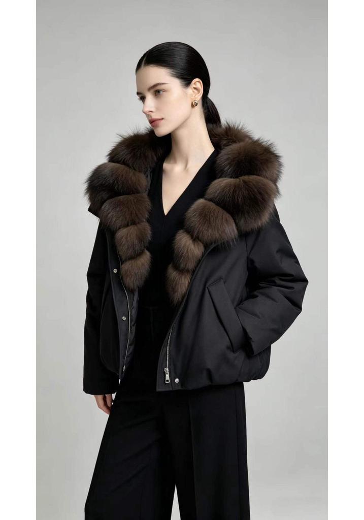 Women's Winter Fox Fur Collar Down Jacket - Stylish, Loose, and Warm Fur Coat
