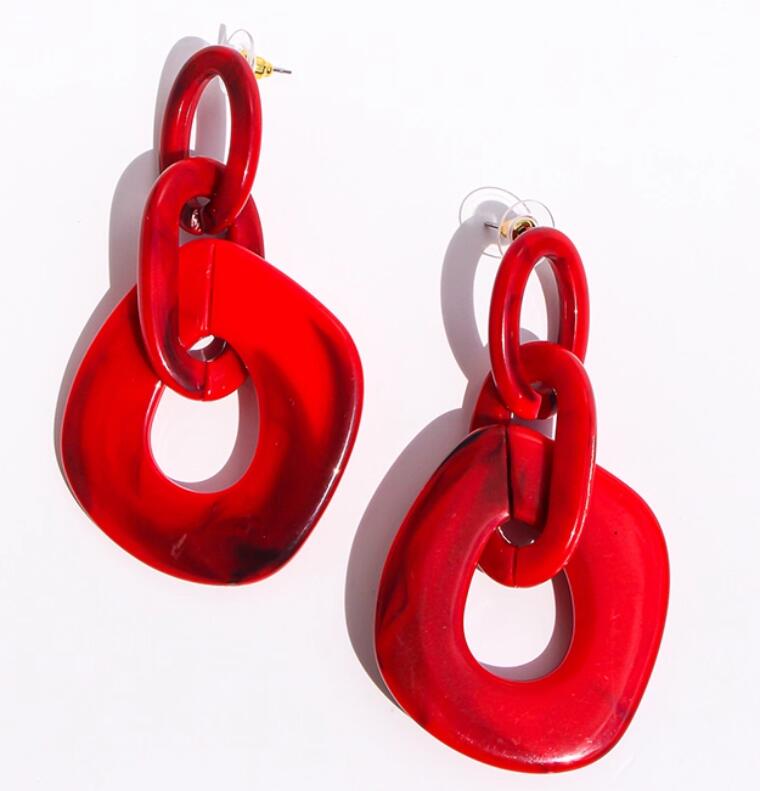 New Leopard Acrylic Big Link Chain Long Earrings for Women Exaggerated Irregular Geometric Drop Earring Statement Jewelry Gifts