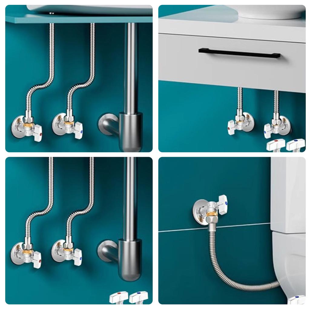 Brass Turn Shutoff Valves 1/2" Connection Heavy Duty Angle Stops Valves Quick Fixing for Water Heater & Sink Faucet