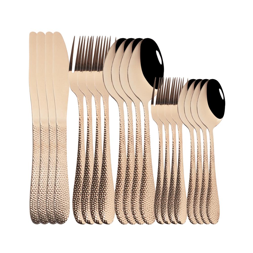 Western Black Tableware Stainless Steel 20Pcs Black Dinnerware Cutlery Set Kitchen Dinner Cake Fork Spoon Knife Flatware Set