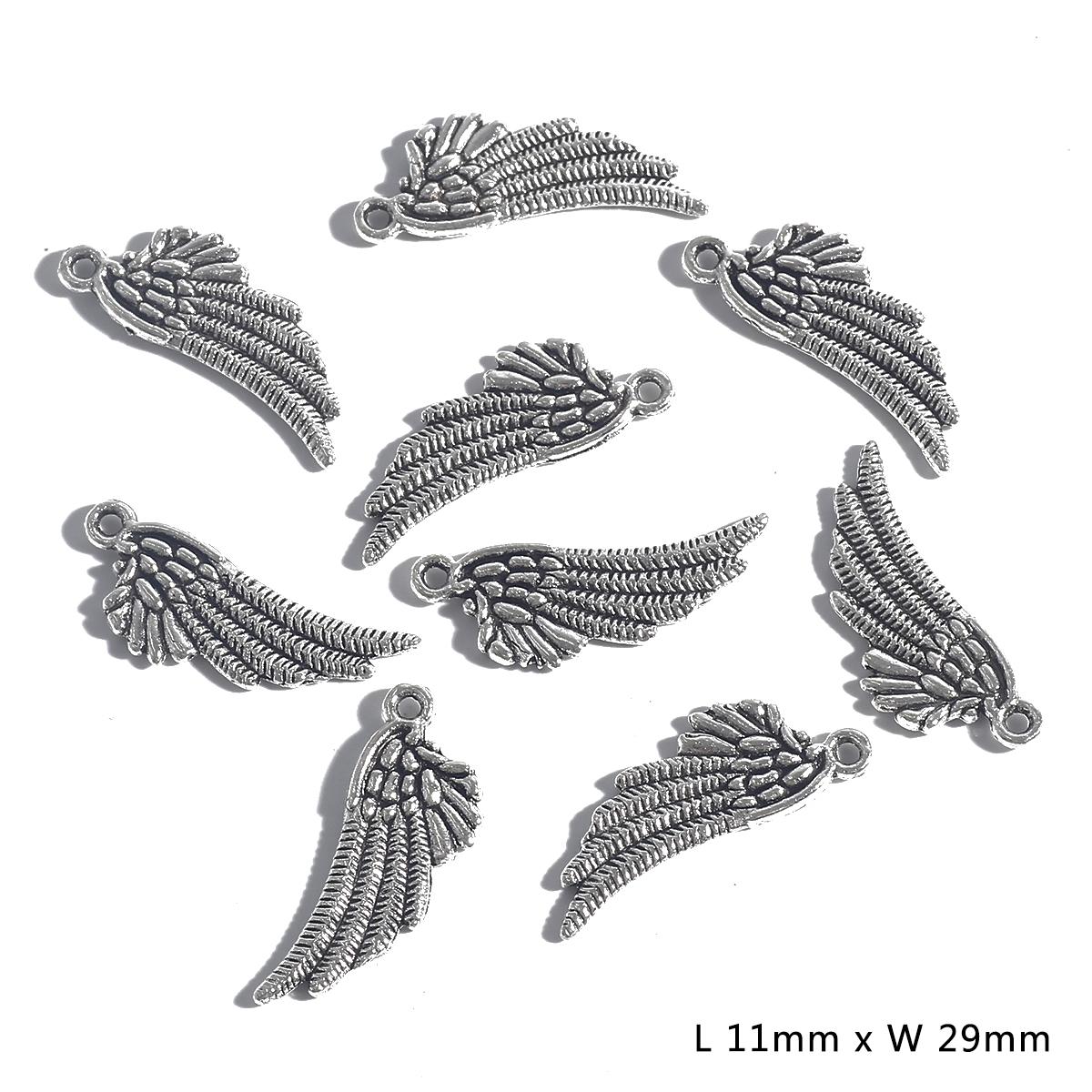 

10/50 шт., аксессуары из сплава в форме крыльев для изготовления ювелирных изделий, ожерелье, браслет, серьги «сделай сам» 11*29mm 10pcs серебряный