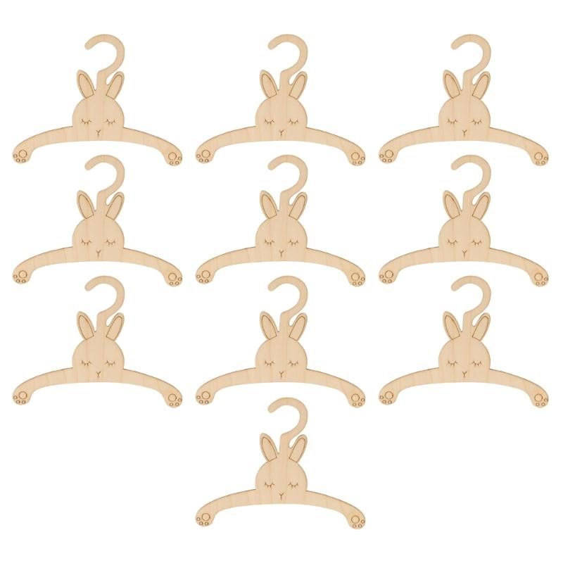 10pcs Practical Sturdy Wood Hangers for Children's Clothes Portable Accessory for Baby Dresses Pants and Outerwear