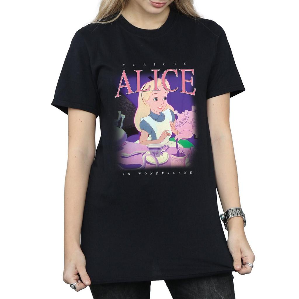 Disney Womens/Ladies Alice in Wonderland Montage Cotton Boyfriend T-Shirt