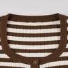 European & American Retro U-Neck Color Block Stripe Knit Sweater - Women's Casual Long Sleeve Top