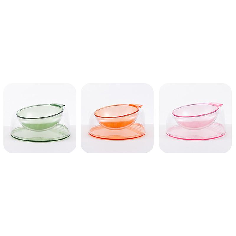 Elevated Cat Bowl Anti-Tip Plastic Raised Pet Feeding Dish With Tilted Edge Neck Protection Kitty Food Bowl