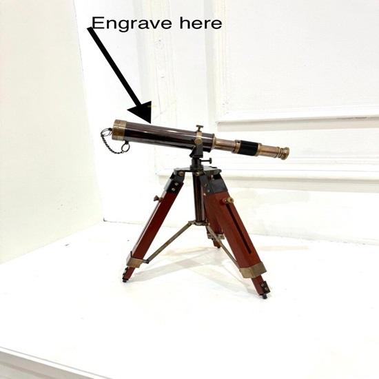 38.1 Cm Handmade Decorative Brass Telescope with Wood Tripod Stand Royal Spyglass Home, Office Table Decor for Gifting Anniversary